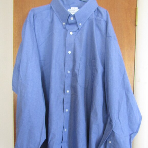 NWT Mens Executive Collection Riverside Blue Mini Check Shirt Size 20, 3XL - Picture 1 of 5